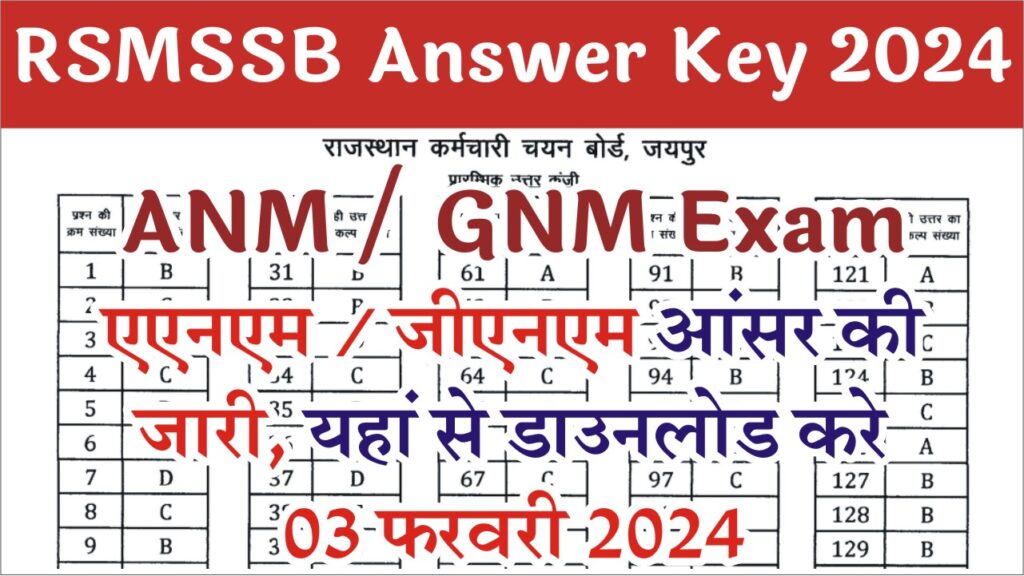 RSMSSB ANM GNM Answer Key 2024